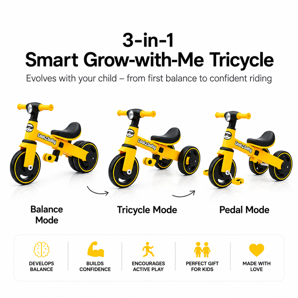 3-in-1 Kids Tricycle