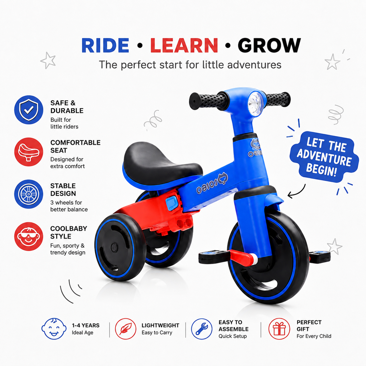 3-in-1 Kids Tricycle